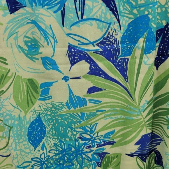 80's Tropical Cotton Tiered Ruffle Drop Waist Prairie Apron Dress‎ Green Sz 8 - Picture 3 of 11